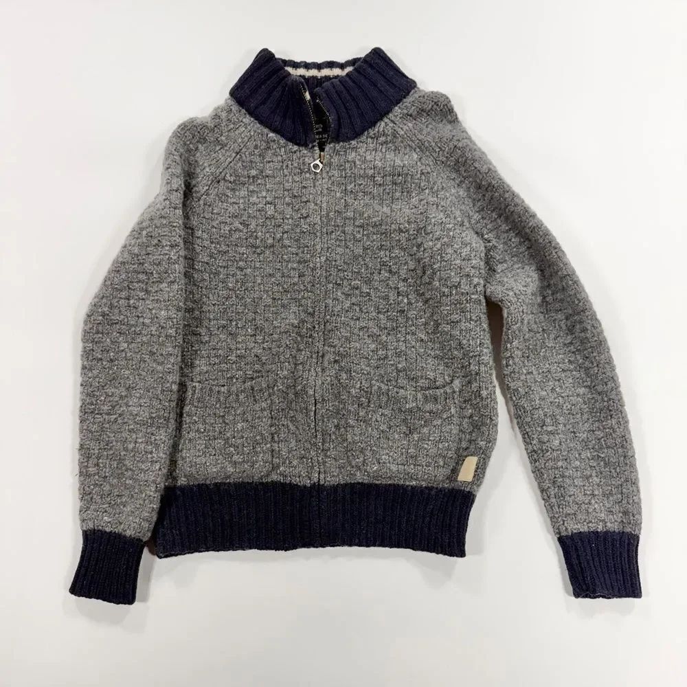 Scotch & Soda Amsterdam Couture Lambswool Zip Cardigan – Size M (Gray/Navy)